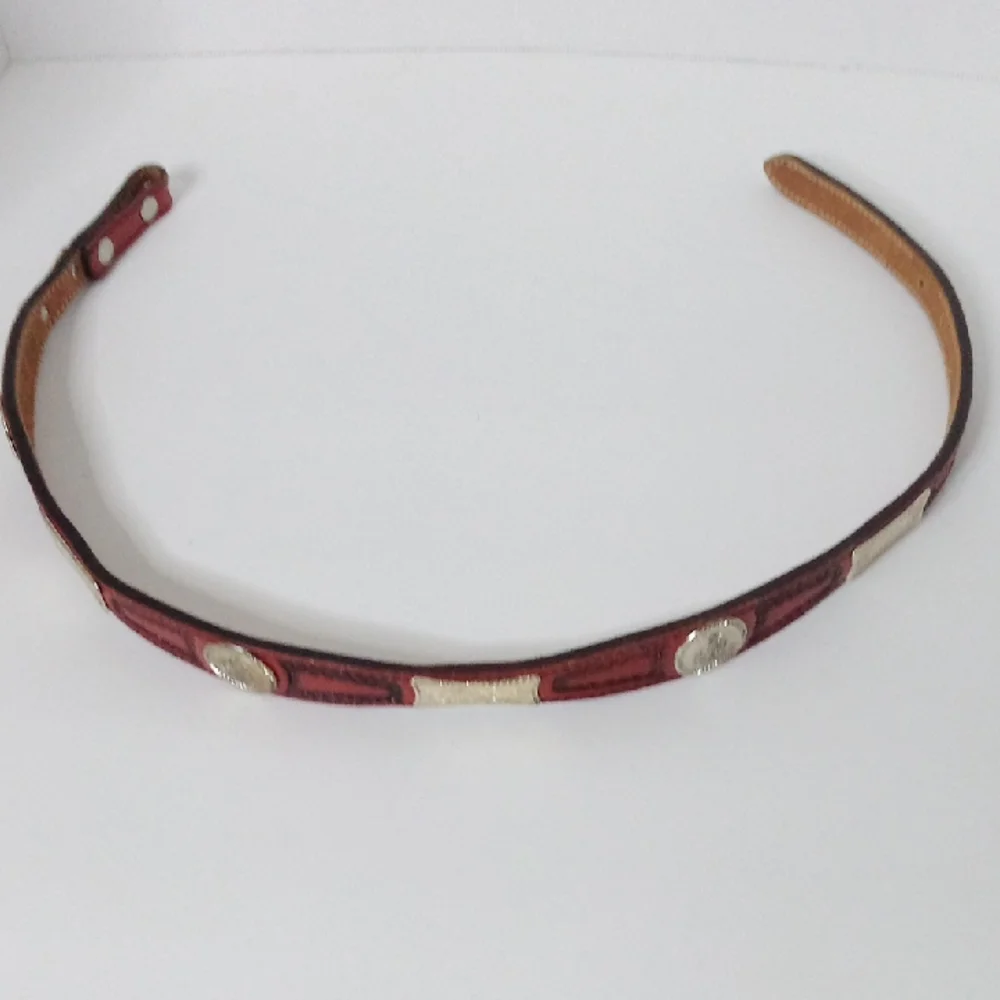 Brand New Elegant Brown Leather Belt with Silver Accents